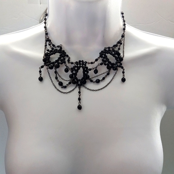 Jewelry - Victorian Style Black Gothic Beaded Choker Necklace